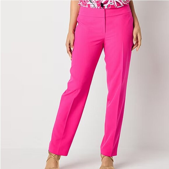 Black Label by Evan-Picone Pink Perfection Straight-Leg Crepe Pants Size 12 NWT - Picture 3 of 11
